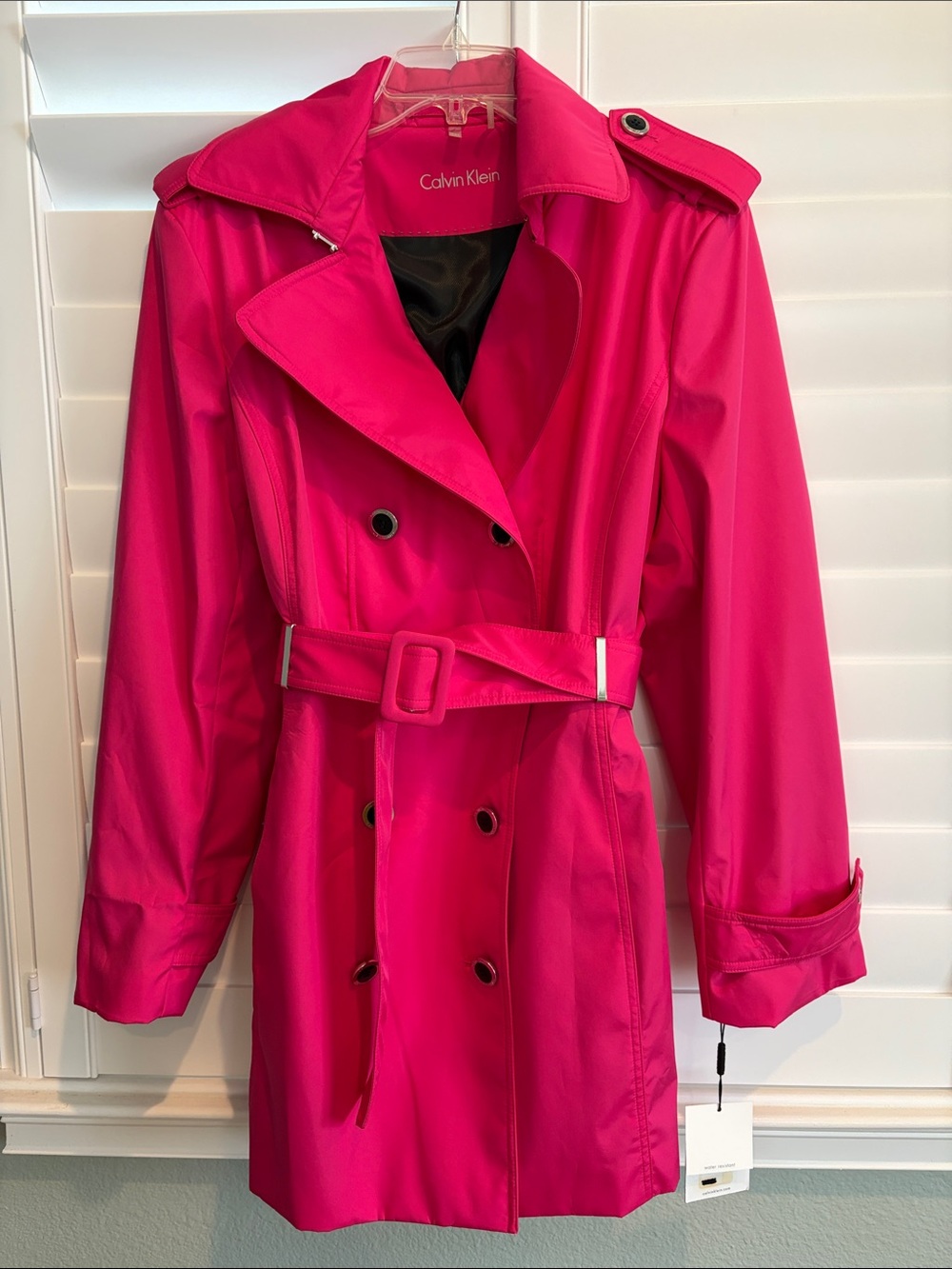 Calvin Klein Women's Bright Pink Double-Breasted Trench Coat